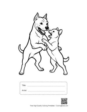 Thumbnail: Pitbull and Kitten Playful Sparring Printable with Title and Artist Box