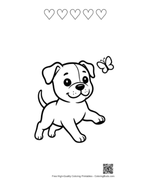 Thumbnail: Pitbull Coloring Page Printable and 5 Heart Outline