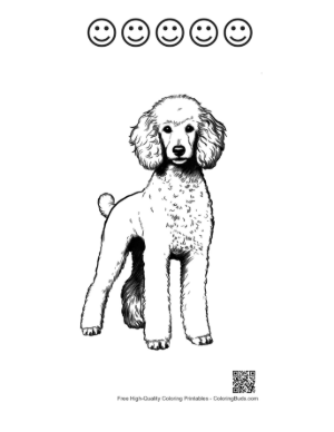 Thumbnail: Adorable Poodle Standing Proudly Printable and 5 Happy Face Outline