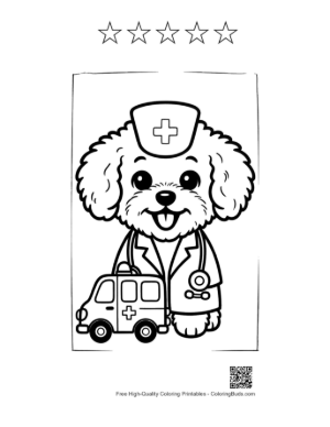 Thumbnail: Cute Poodle for Kids Printable and 5 Star Outline