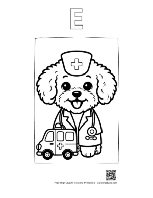 Thumbnail: Cute Poodle for Kids Printable Outline Alphabet E