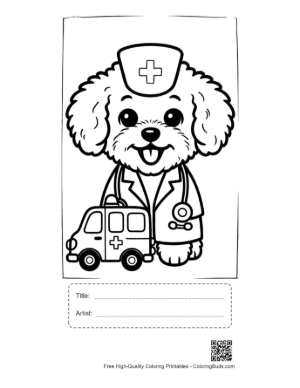 Thumbnail: Cute Poodle for Kids Printable with Title and Artist Box