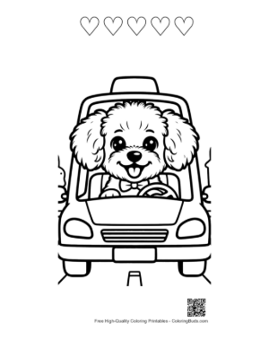 Thumbnail: Cute Poodle Printable and 5 Heart Outline