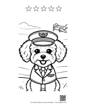 Thumbnail: Cute Poodle Printable and 5 Star Outline