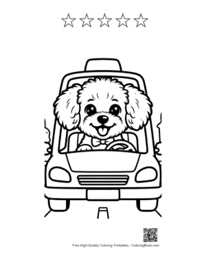 Thumbnail: Cute Poodle Printable and 5 Star Outline