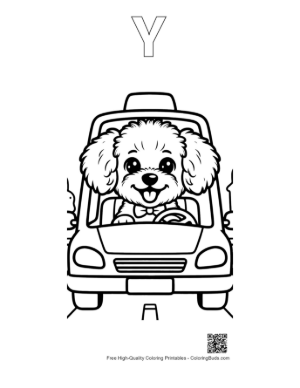 Thumbnail: Cute Poodle Printable Outline Alphabet Y