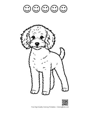 Thumbnail: Cute Poodle Puppy Line Art Printable and 5 Happy Face Outline