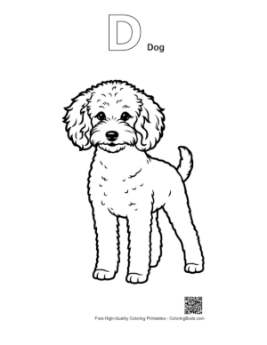 Thumbnail: Cute Poodle Puppy Line Art Printable Outline Alphabet D Dog