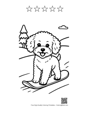 Thumbnail: Free Poodle for Kids Printable and 5 Star Outline
