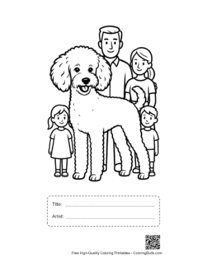 Thumbnail: Happy Family Posing with Fluffy Poodle Printable with Title and Artist Box