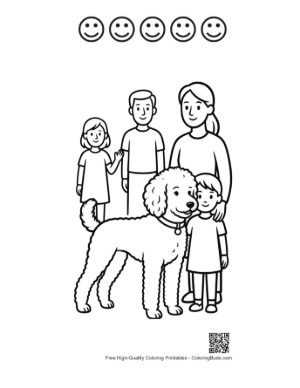 Thumbnail: Happy Family with Fluffy Poodle Printable and 5 Happy Face Outline