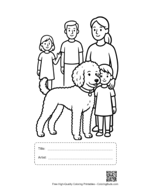 Thumbnail: Happy Family with Fluffy Poodle Printable with Title and Artist Box