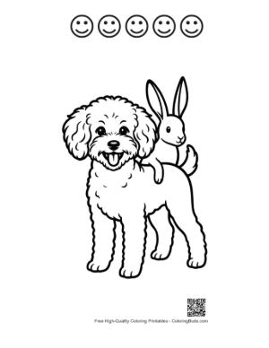 Thumbnail: Poodle Piggybacking Cute Bunny Printable and 5 Happy Face Outline
