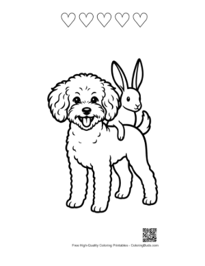 Thumbnail: Poodle Piggybacking Cute Bunny Printable and 5 Heart Outline
