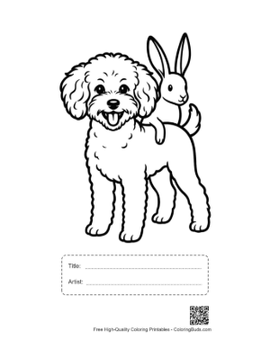 Thumbnail: Poodle Piggybacking Cute Bunny Printable with Title and Artist Box