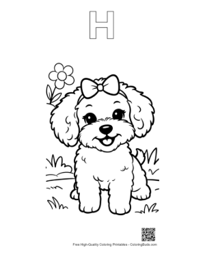 Thumbnail: Poodle Printable Outline Alphabet H