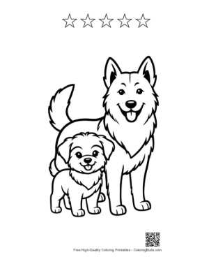 Thumbnail: Adorable Husky Mom and Puppy Outline Printable and 5 Star Outline