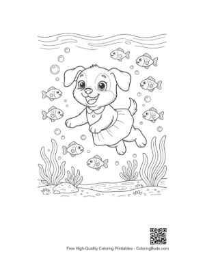 Thumbnail: Adorable Puppy Holding a Large Swirl Lollipop Printable