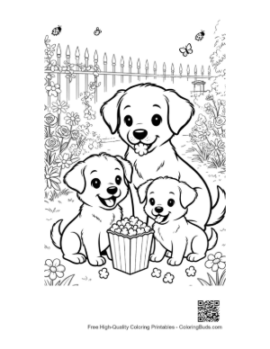 Thumbnail: Cute Puppies Coloring Page Printable