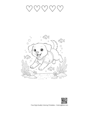 Thumbnail: Cute Puppy Printable and 5 Heart Outline