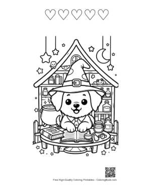 Thumbnail: Cute Puppy Printable and 5 Heart Outline