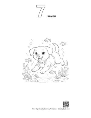 Thumbnail: Cute Puppy Printable Outline Number 7