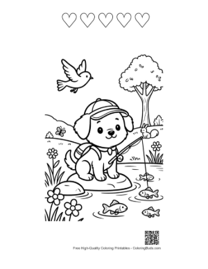 Thumbnail: Download Puppy Printable and 5 Heart Outline