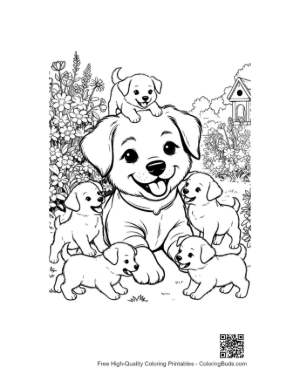 Thumbnail: Easy Puppies Coloring Page Printable