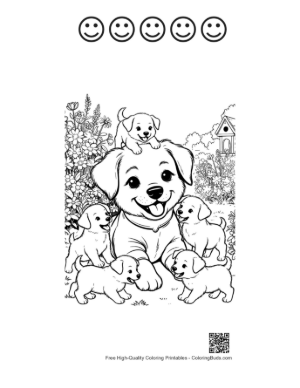 Thumbnail: Easy Puppies Coloring Page Printable and 5 Happy Face Outline