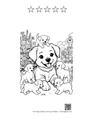 Thumbnail: Easy Puppies Coloring Page Printable and 5 Star Outline