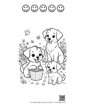 Thumbnail: Easy Puppies Printable and 5 Happy Face Outline
