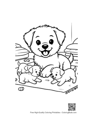 Thumbnail: Easy Puppy to Color Printable