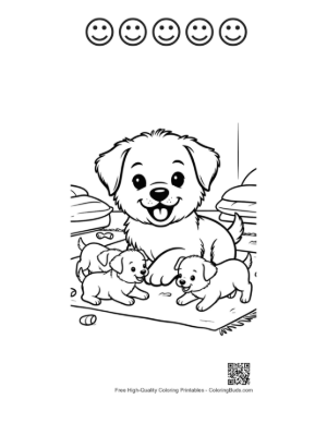Thumbnail: Easy Puppy to Color Printable and 5 Happy Face Outline