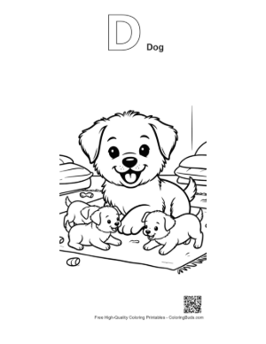 Thumbnail: Easy Puppy to Color Printable Outline Alphabet D Dog