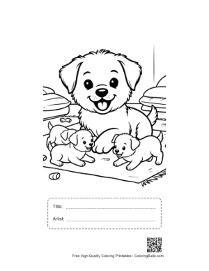 Thumbnail: Easy Puppy to Color Printable with Title and Artist Box
