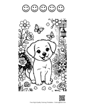 Thumbnail: Free Puppies Printable and 5 Happy Face Outline