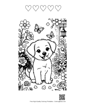 Thumbnail: Free Puppies Printable and 5 Heart Outline