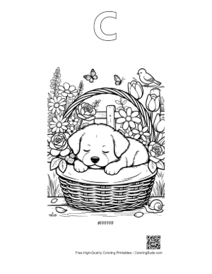 Thumbnail: Free Puppies Printable Outline Alphabet C