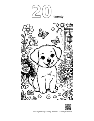 Thumbnail: Free Puppies Printable Outline Number 20