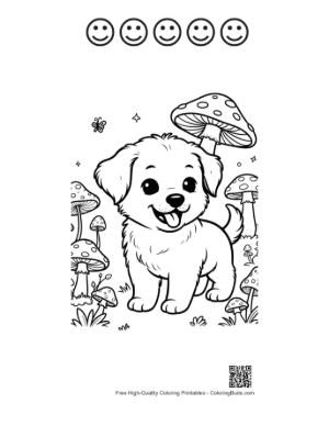 Thumbnail: Free Puppy Printable and 5 Happy Face Outline