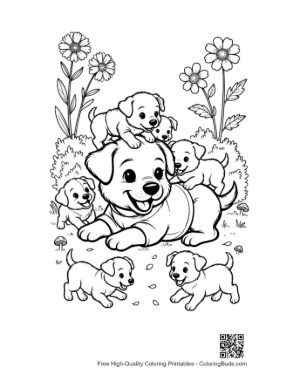 Thumbnail: Happy Puppy Eating an Ice Cream Cone Outdoors Printable