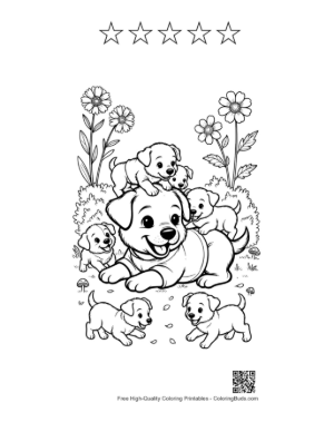 Thumbnail: Happy Puppy Eating an Ice Cream Cone Outdoors Printable and 5 Star Outline
