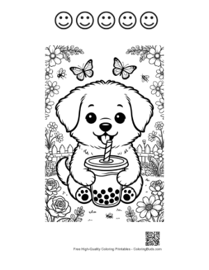Thumbnail: Puppies Printable and 5 Happy Face Outline