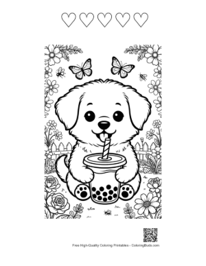 Thumbnail: Puppies Printable and 5 Heart Outline
