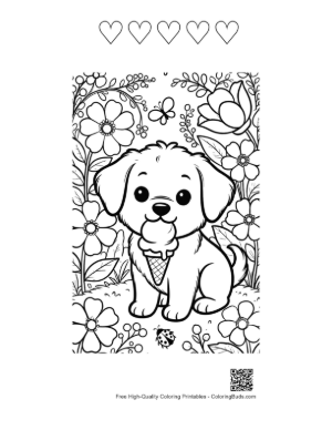 Thumbnail: Puppies Printable and 5 Heart Outline