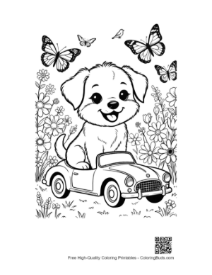 Thumbnail: Puppies to Color Printable