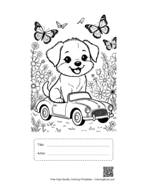Thumbnail: Puppies to Color Printable with Title and Artist Box