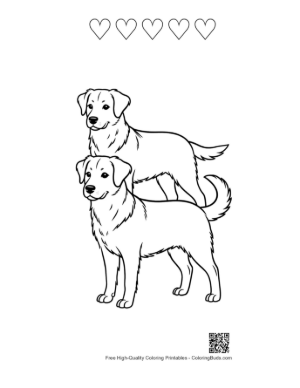 Thumbnail: Stacked Labrador Puppies Standing Tall Printable and 5 Heart Outline