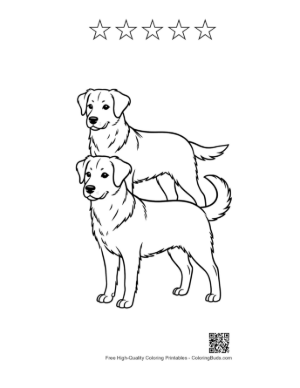 Thumbnail: Stacked Labrador Puppies Standing Tall Printable and 5 Star Outline