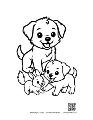 Thumbnail: Three Adorable Puppies and Bunny Playing Together